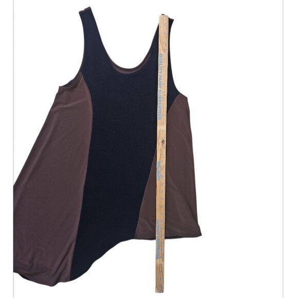 Sympli Two-Tone Asymmetrical Tank Top Sz 8 Black Brown Artsy Layering Lagenlook - Picture 7 of 14